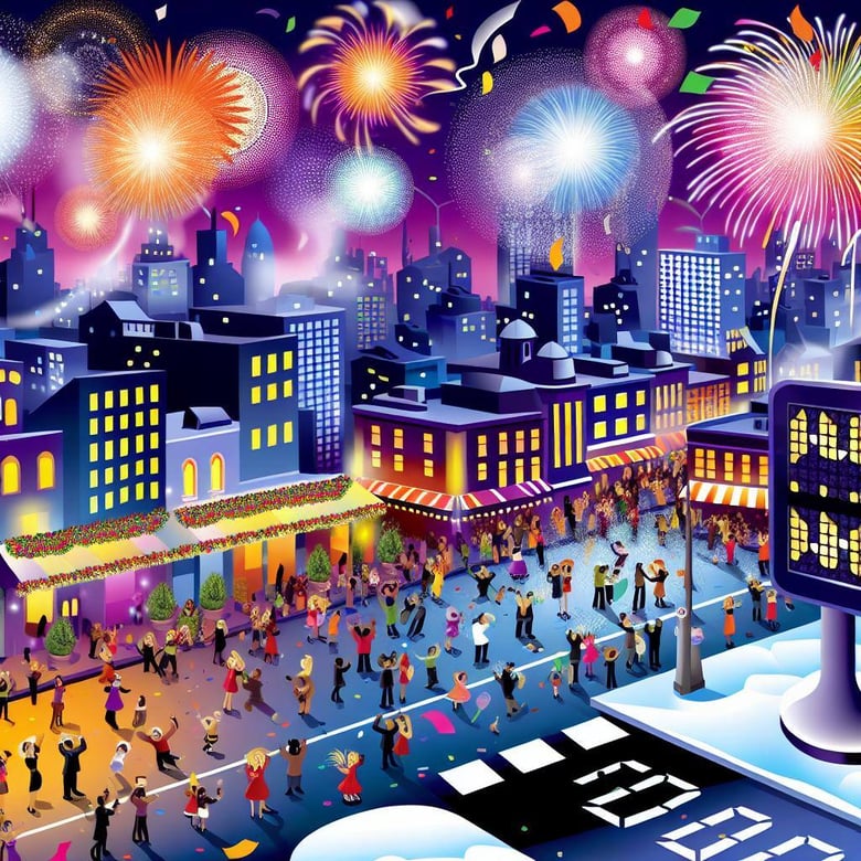 Create a new years eve with fireworks